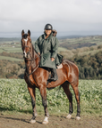 EQUIDRY | Parka | Women's | Black Forest Green - waterproof riding and leisure coat with padded inner detachable faux fur trim rider on horse