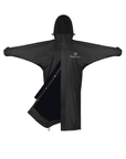 EQUIDRY men's mesh lining long waterproof horse riding raincoat in black/black