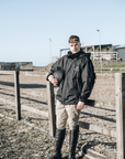 EQUIDRY men's waterproof short blouson style horse riding jacket in black lifestyle