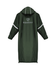 EQUIDRY waterproof horse riding raincoat thin fleece pro ride reflective black forest green studio back