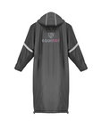 EQUIDRY waterproof horse riding raincoat thin fleece pro ride reflective charcoal/pale pink
