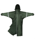 EQUIDRY waterproof horse riding raincoat thin fleece pro ride reflective black forest green