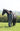 EQUIDRY women's thin fleece long waterproof horse riding coat in charcoal/penelope pink with horse
