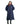 EQUIDRY women's long waterproof horse riding coat in Navy/Raspberry studio front full length 