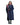 EQUIDRY women's long waterproof horse riding coat in Navy/Pale Pink studio front full length