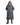 EQUIDRY women's long waterproof horse riding coat in Charcoal/Pale Pink studio front full length 