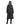 EQUIDRY women's thin fleece long waterproof horse riding coat in charcoal/penelope pink studio front hood up