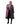 EQUIDRY women's thin fleece long waterproof horse riding coat in charcoal/penelope pink studio open front 