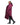 Evolution Pro women's Warm Waterproof Horse Riding Coat Thick Fleece Lining Stowaway Hood Plum image of side of coat with storm skirts and side zips 