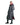 EQUIDRY women's long waterproof horse riding coat in Charcoal/Peacock Pink studio side showing side zips