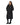 EQUIDRY women's long waterproof horse riding coat in Black/Olive Green front view full length modelled by rider 