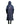 EQUIDRY women's long waterproof horse riding coat in Navy/Raspberry studio back of coat full length 