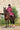 EQUIDRY waterproof horse riding raincoat All Rounder Original thick fleece Women's plum/navy on horse