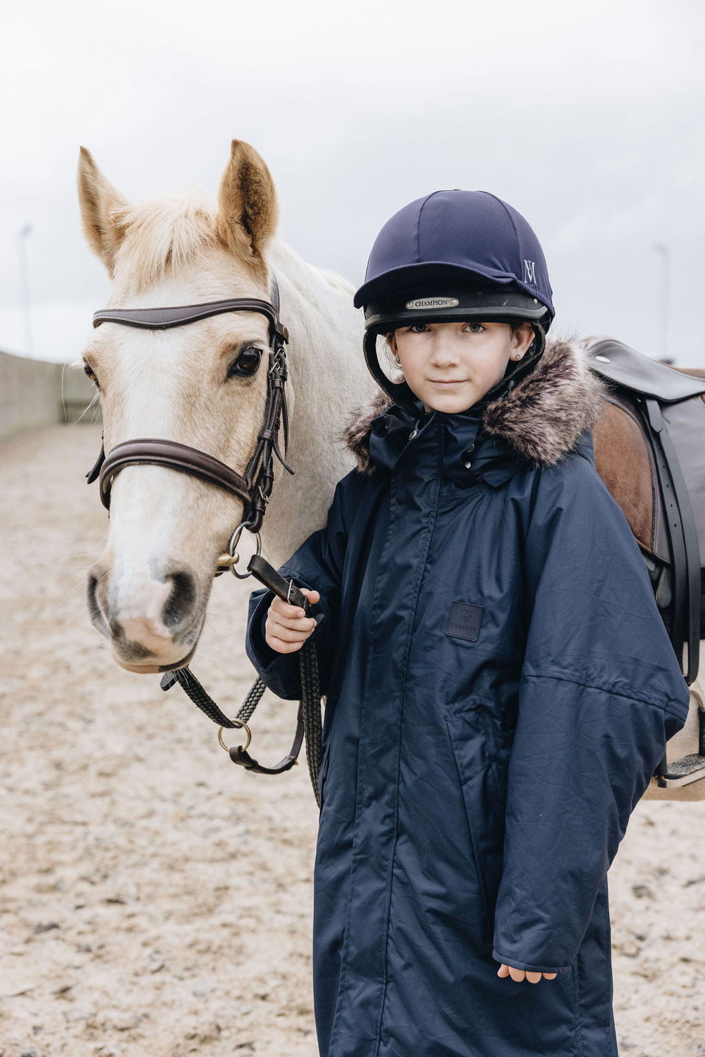 EQUIDRY | Parka | Women's | Navy - women's waterproof riding and leisure coat with padded inner detachable faux fur trim 