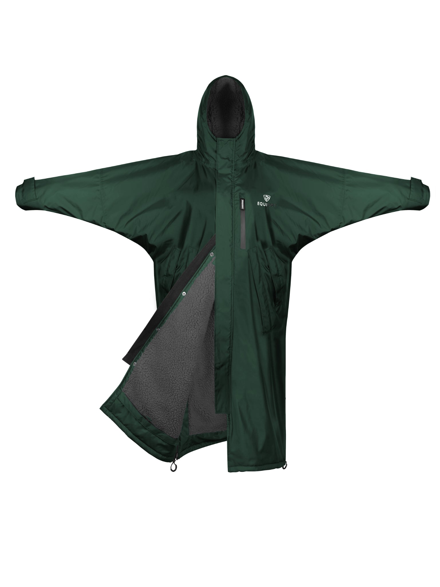 Evolution Children's | Thick Fleece | Fixed Hood | Black Forest Green/Grey - EQUIDRY