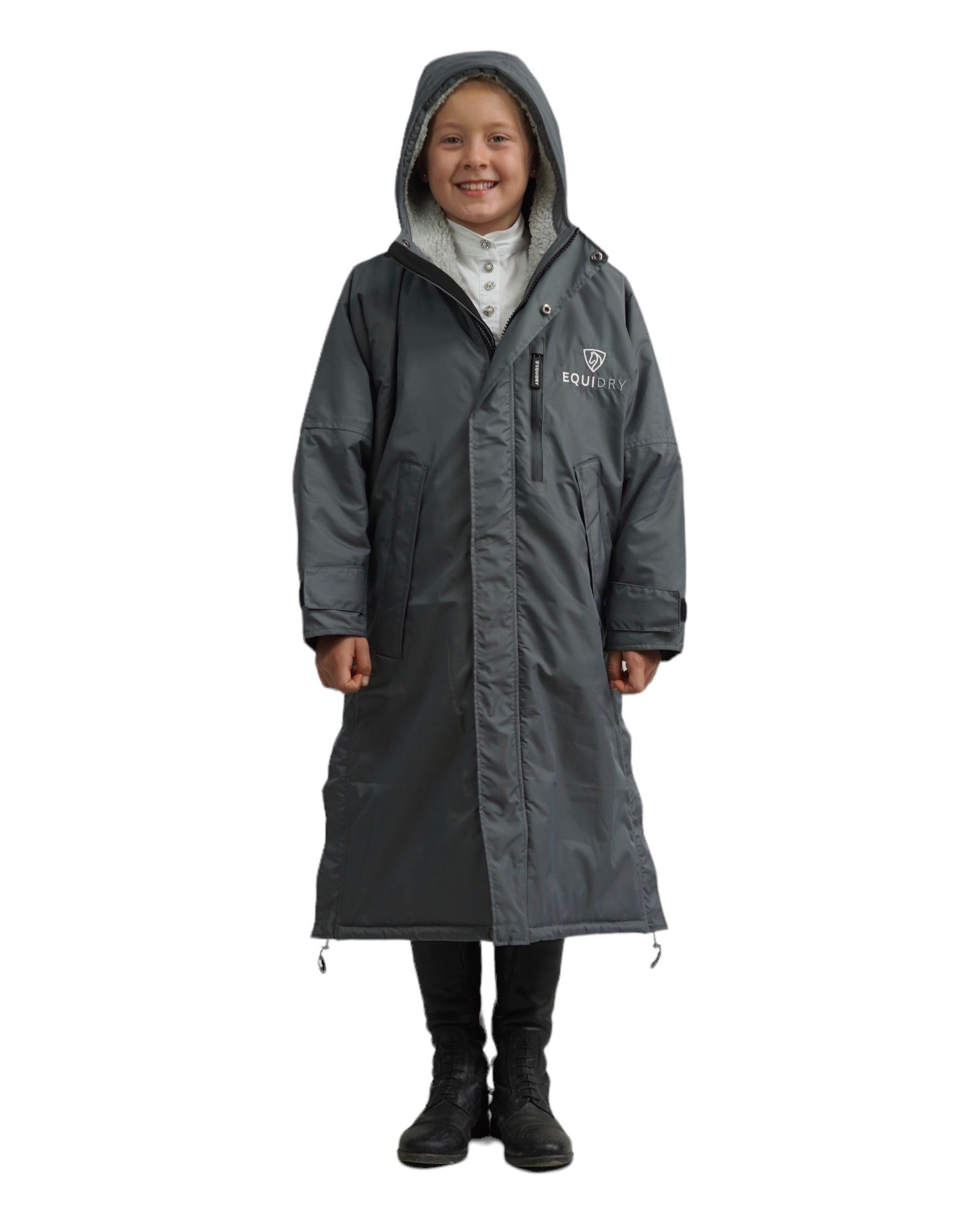 Evolution Children's | Thick Fleece | Fixed Hood | Charcoal/Grey - EQUIDRY