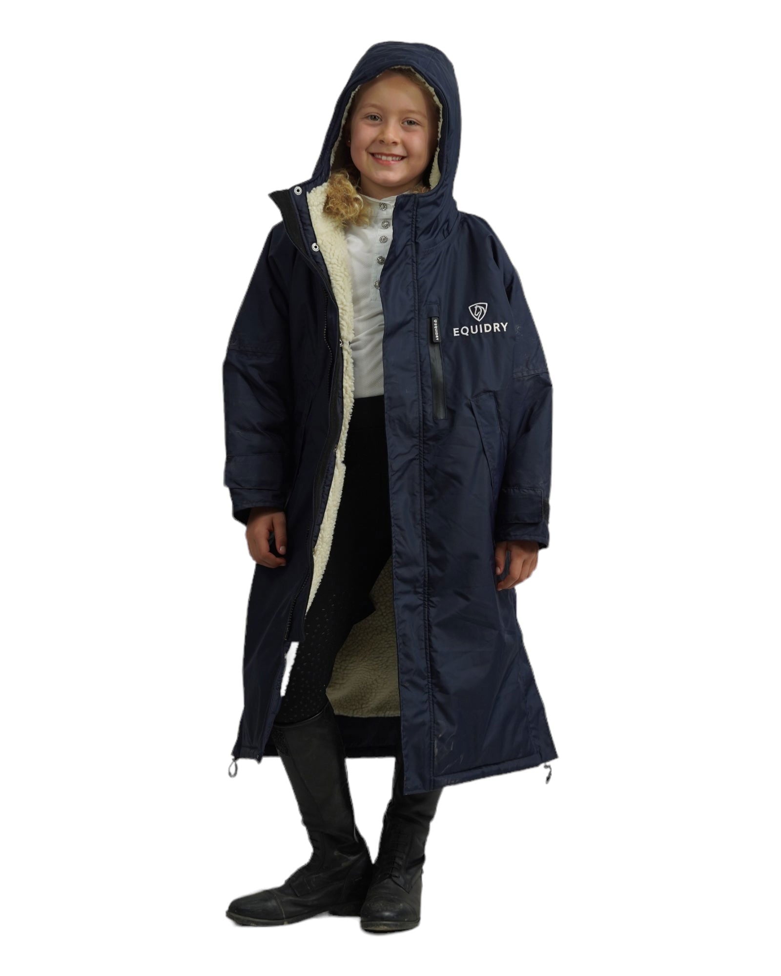 Evolution Children's | Thick Fleece | Fixed Hood | Navy/Cream - EQUIDRY