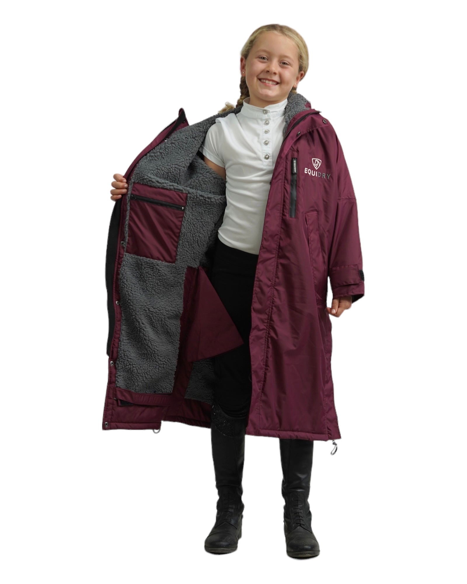 Evolution Children's | Thick Fleece | Fixed Hood | Plum/Grey - EQUIDRY