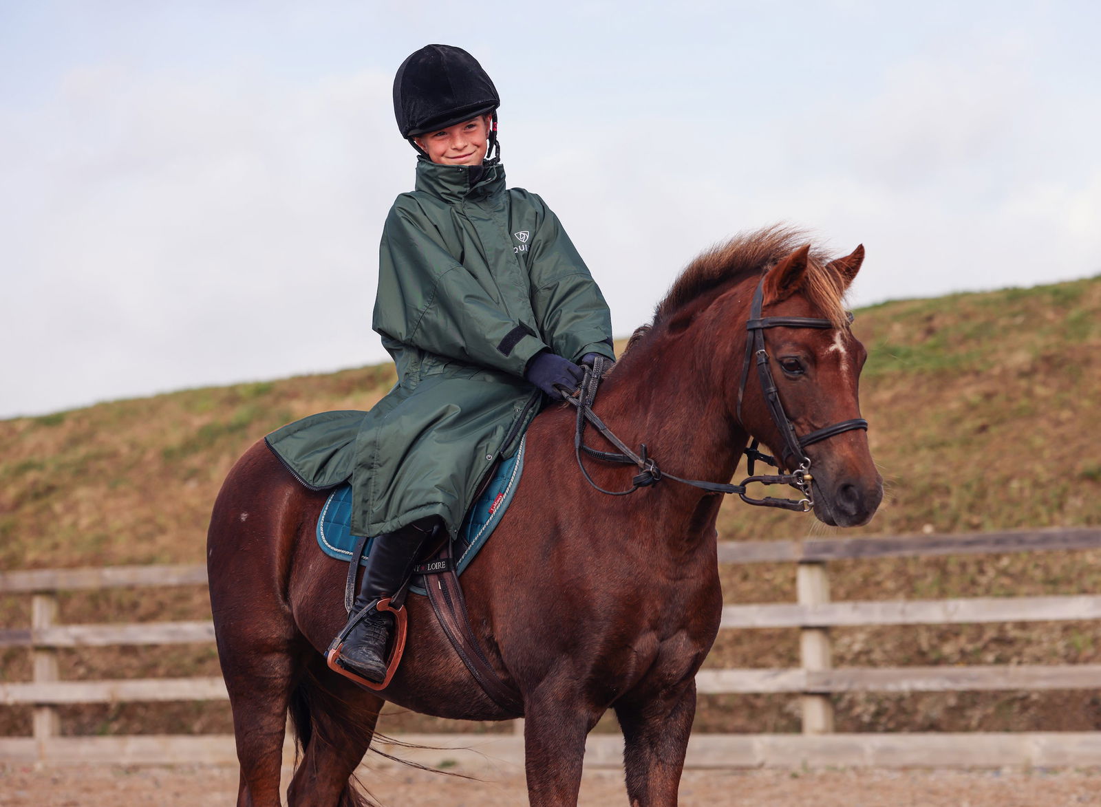 Evolution Children's | Thick Fleece | Stowaway Hood | Black Forest Green/Grey - EQUIDRY