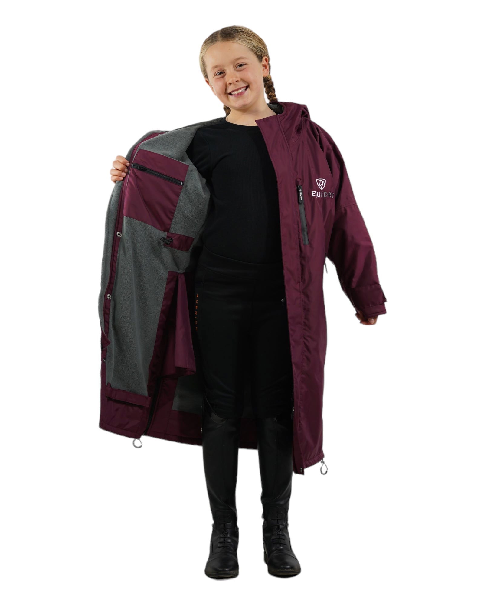 Evolution Children's | Thin Fleece | Fixed Hood | Plum/Grey - EQUIDRY