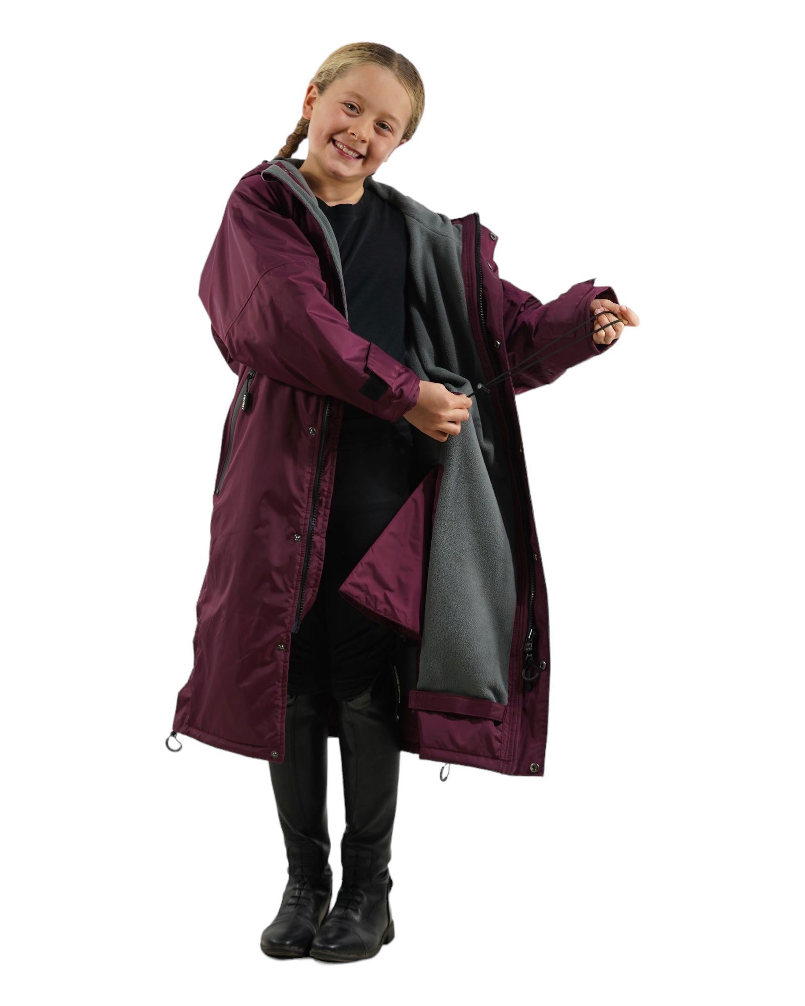 Evolution Children's | Thin Fleece | Fixed Hood | Plum/Grey - EQUIDRY