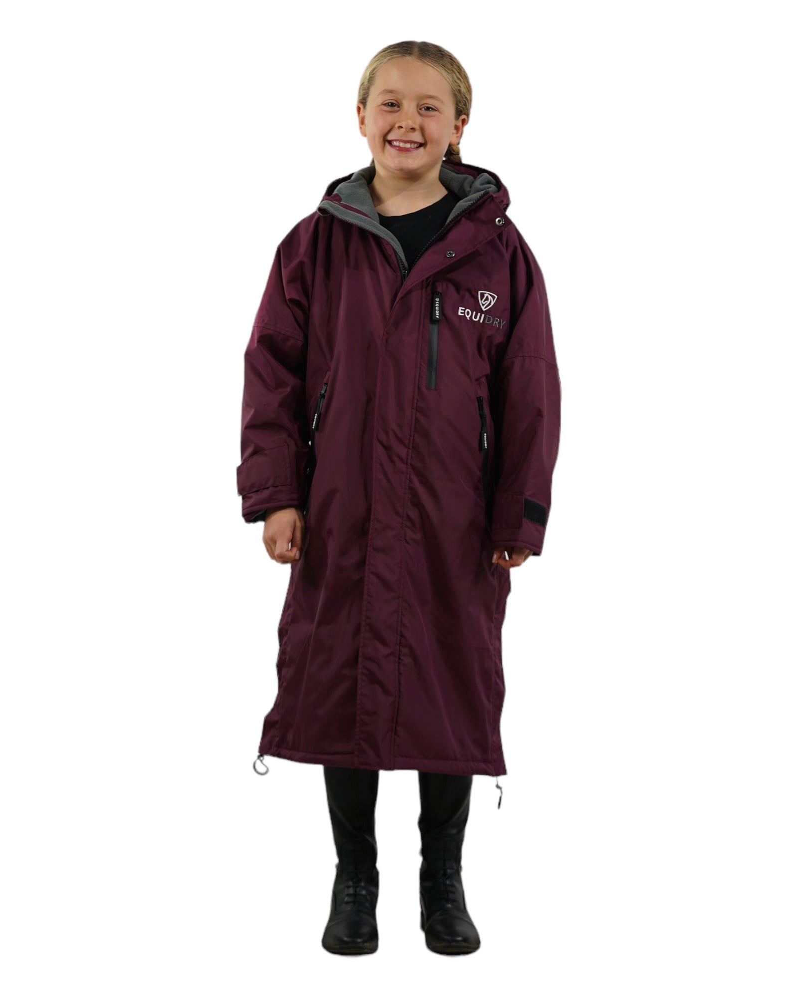 Evolution Children's | Thin Fleece | Fixed Hood | Plum/Grey - EQUIDRY