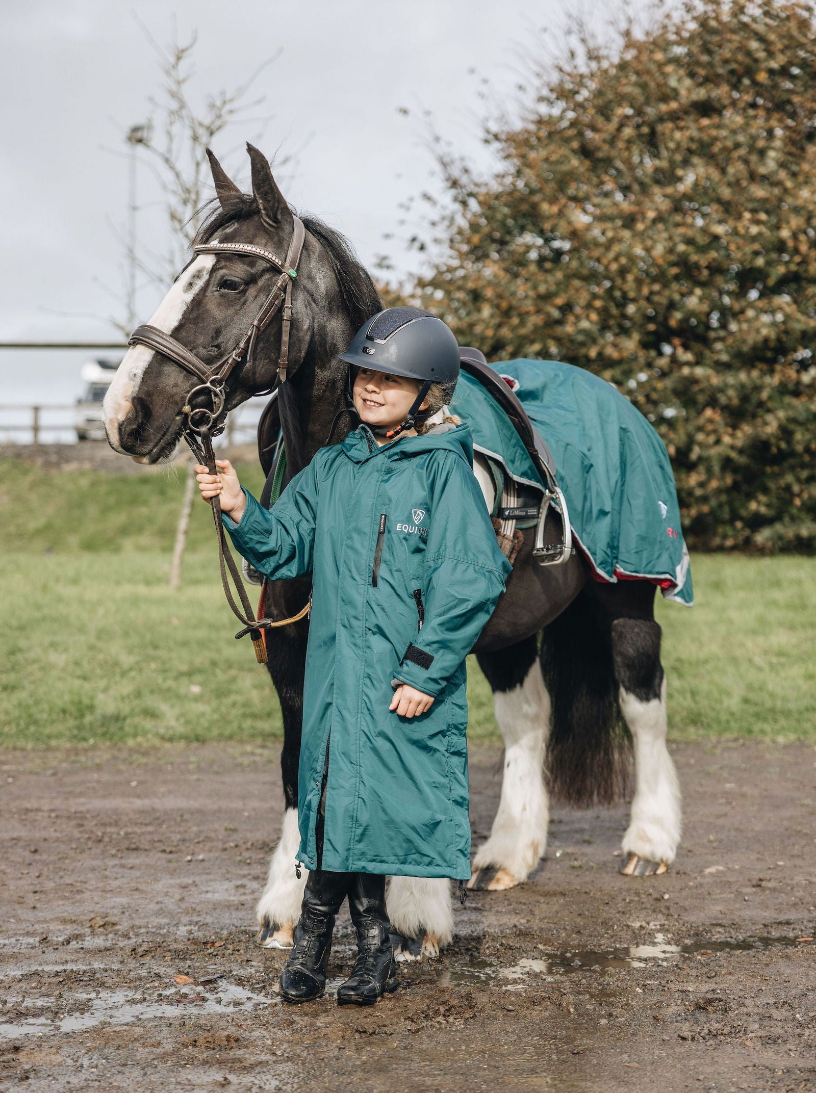 Evolution Children's | Thin Fleece | Fixed Hood | Teal/Grey - EQUIDRY