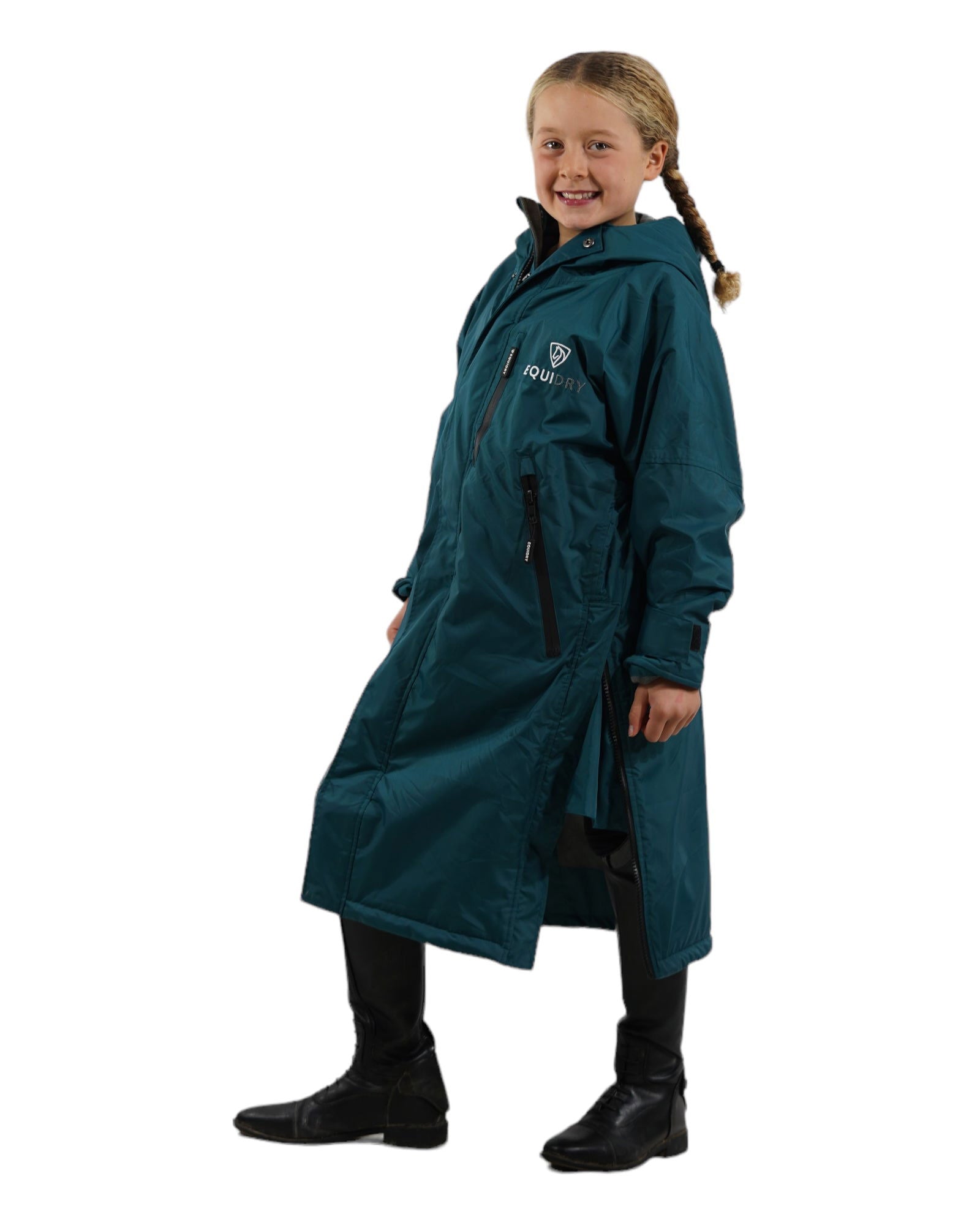 Evolution Children's | Thin Fleece | Fixed Hood | Teal/Grey - EQUIDRY