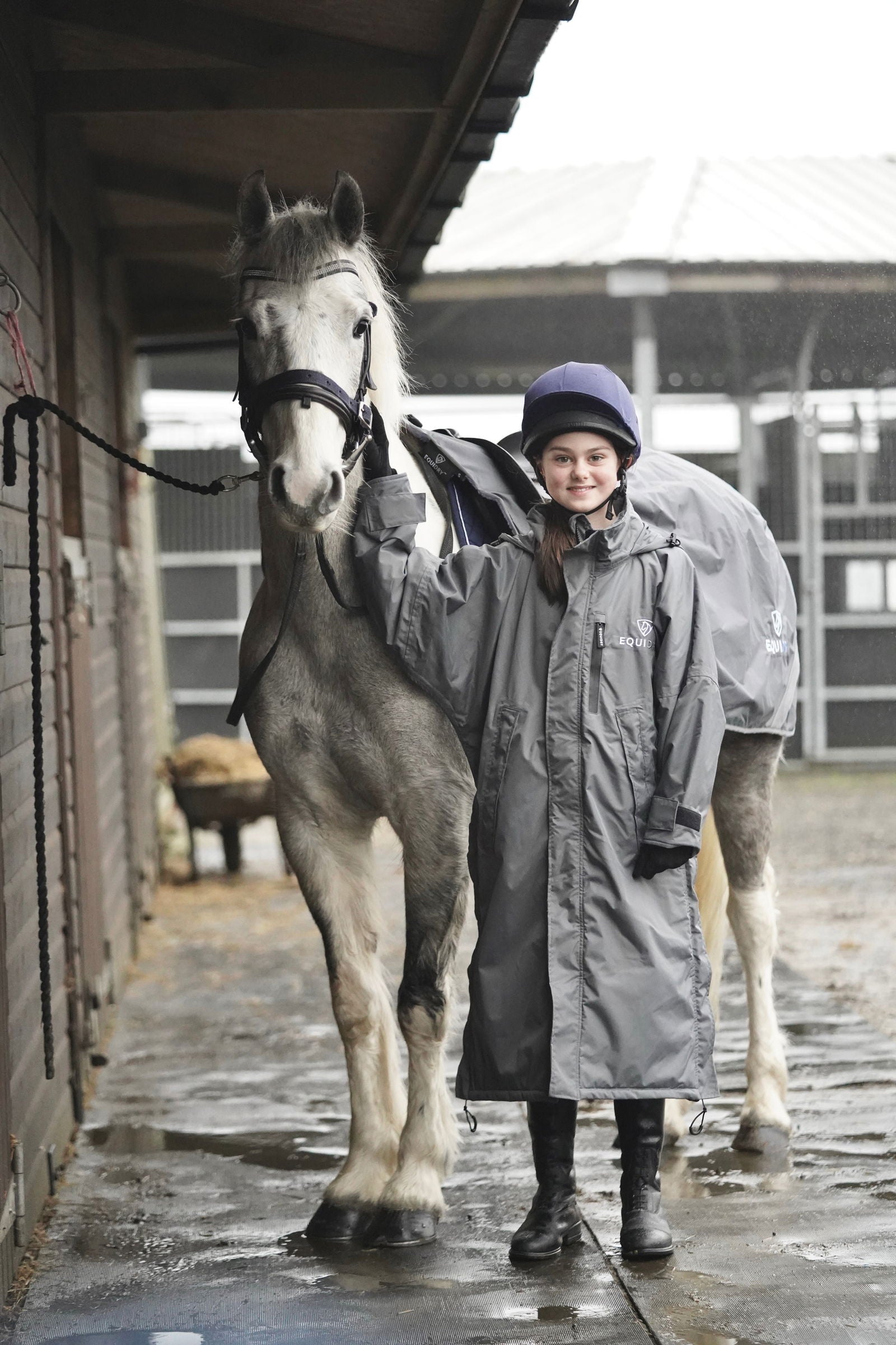 Evolution Children's | Thin Fleece | Stowaway Hood | Charcoal/Grey - EQUIDRY