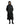EQUIDRY women's thin fleece long waterproof horse riding coat in black/black hood up front view studio