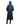 EQUIDRY women's thin fleece long waterproof horse riding coat in steel blue/charcoal hood up behind 