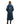 EQUIDRY women's thin fleece long waterproof horse riding coat in steel blue/charcoal back studio shot