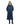 EQUIDRY women's thin fleece long waterproof horse riding coat in steel blue/charcoal studio front 