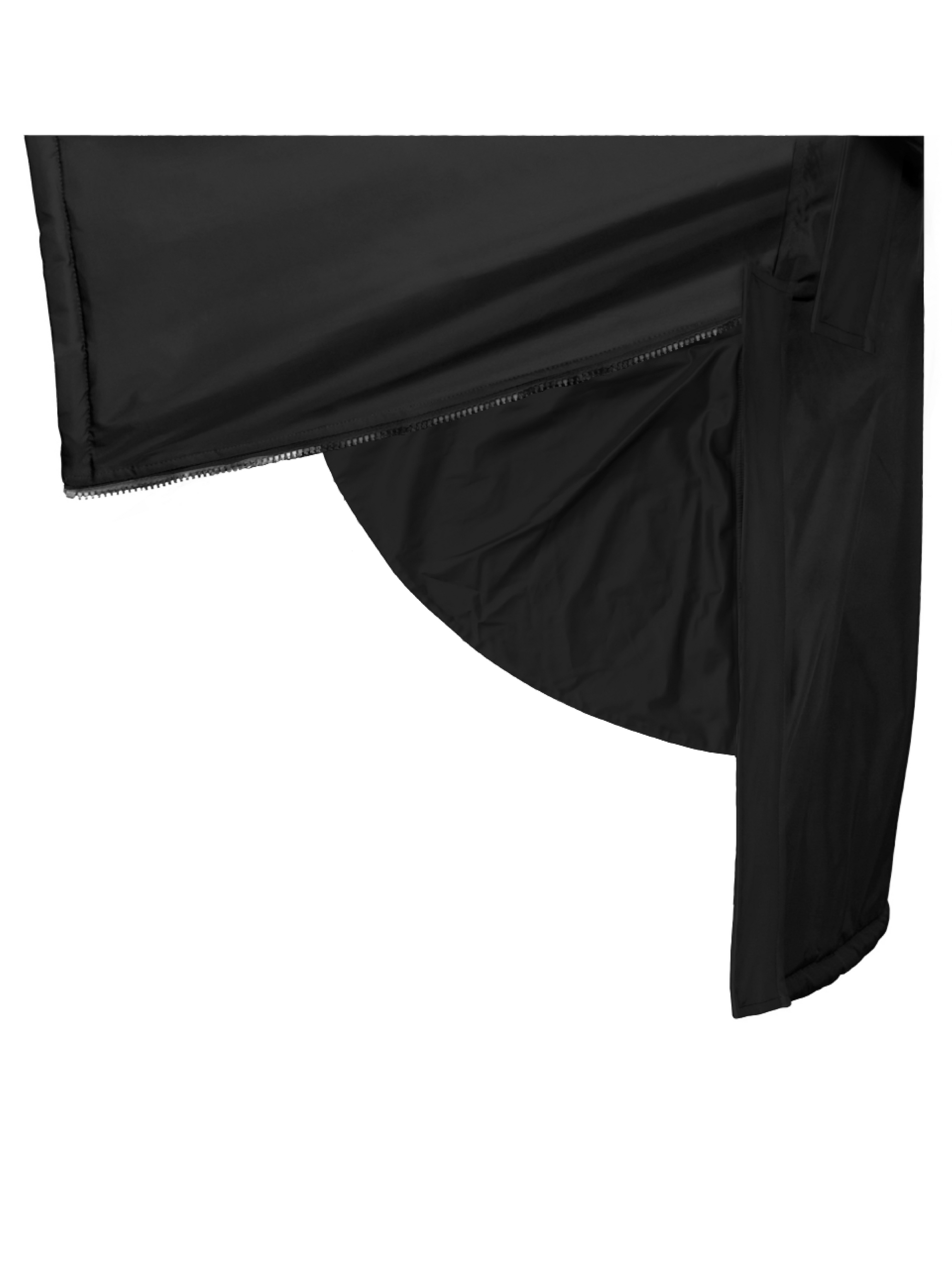 Evolution iD discreet logo Men's Lightweight Waterproof Horse Riding Jacket Thin Fleece Lining Stowaway Hood in black side skirt