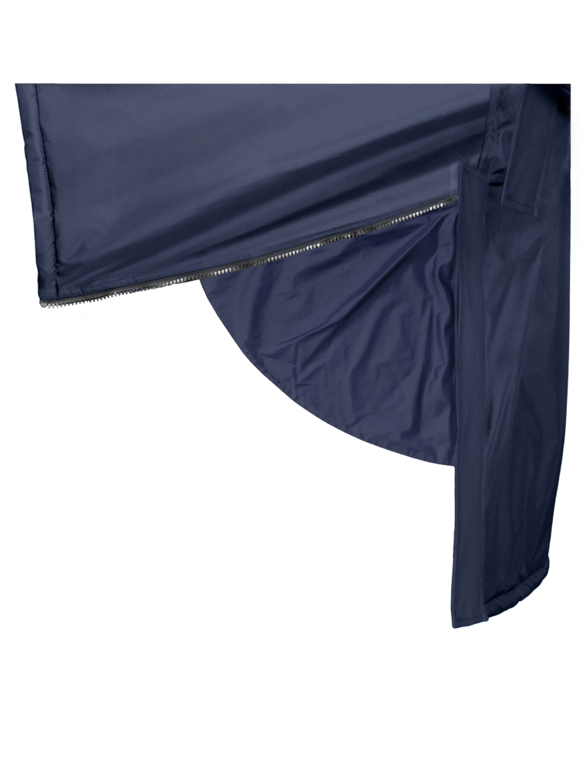 Evolution iD discreet logo Men's Lightweight Waterproof Horse Riding Jacket Thin Fleece Lining Stowaway Hood side skirts in navy