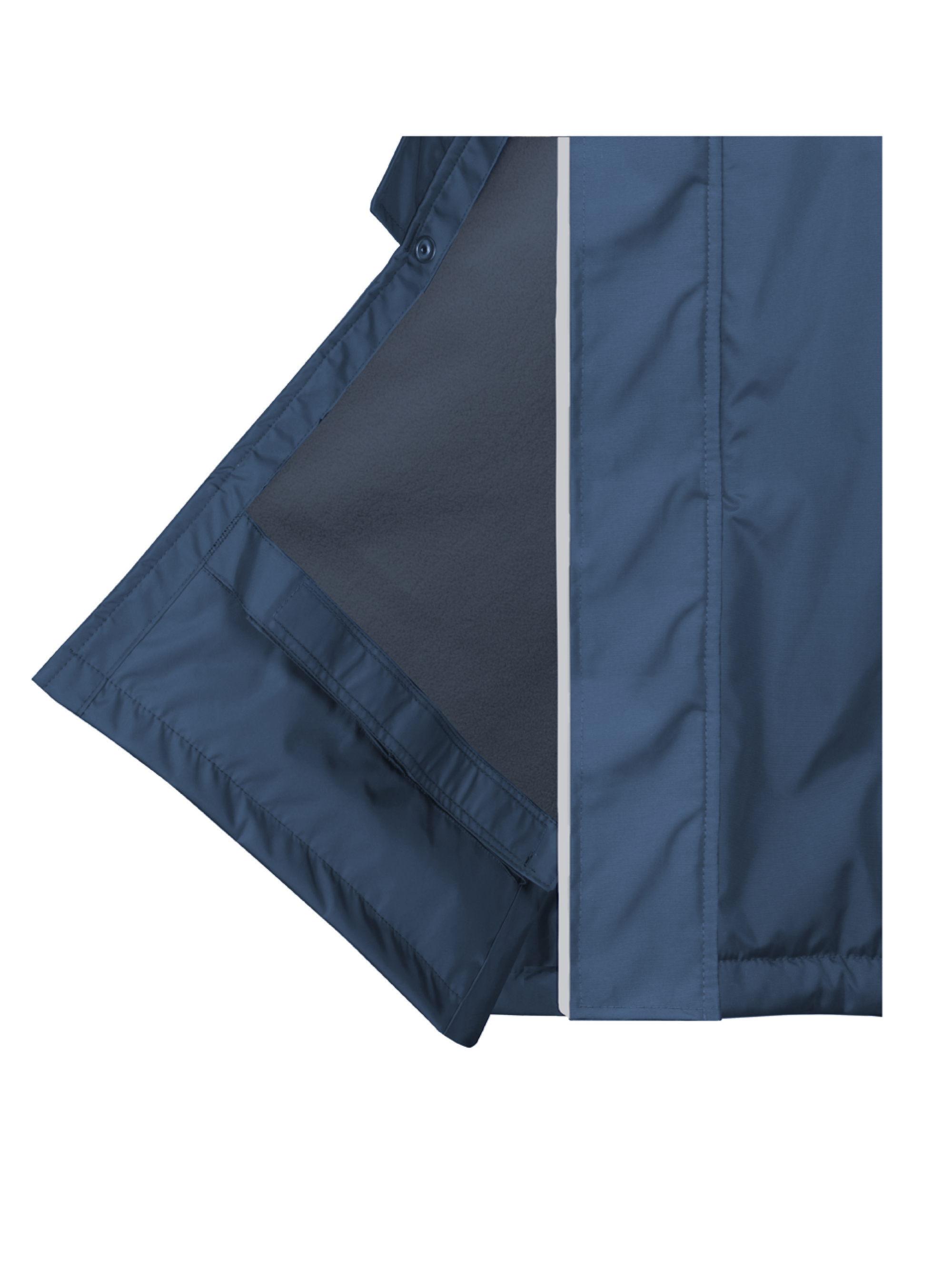 EQUIDRY waterproof horse riding raincoat thin fleece reflective steel blue leg strap