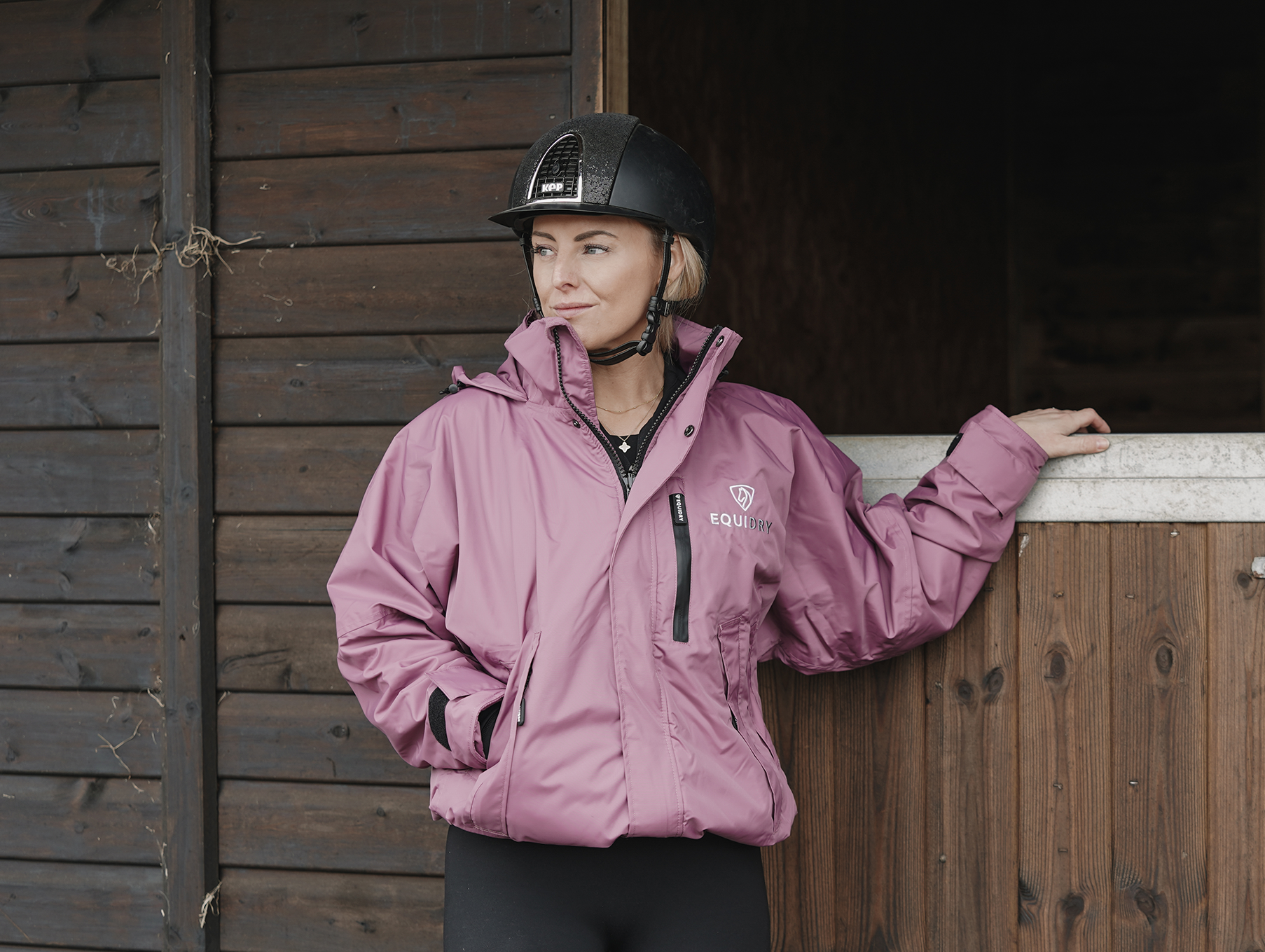 EQUIDRY women's waterproof short blouson style horse riding jacket in valerian lifestyle